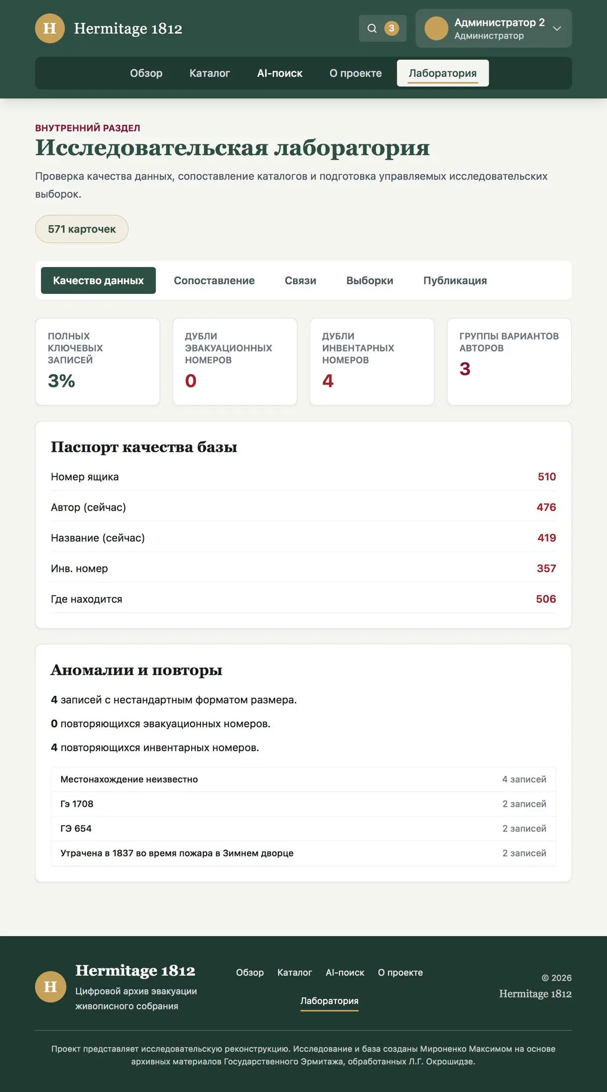 интерфейс лаборатории проекта